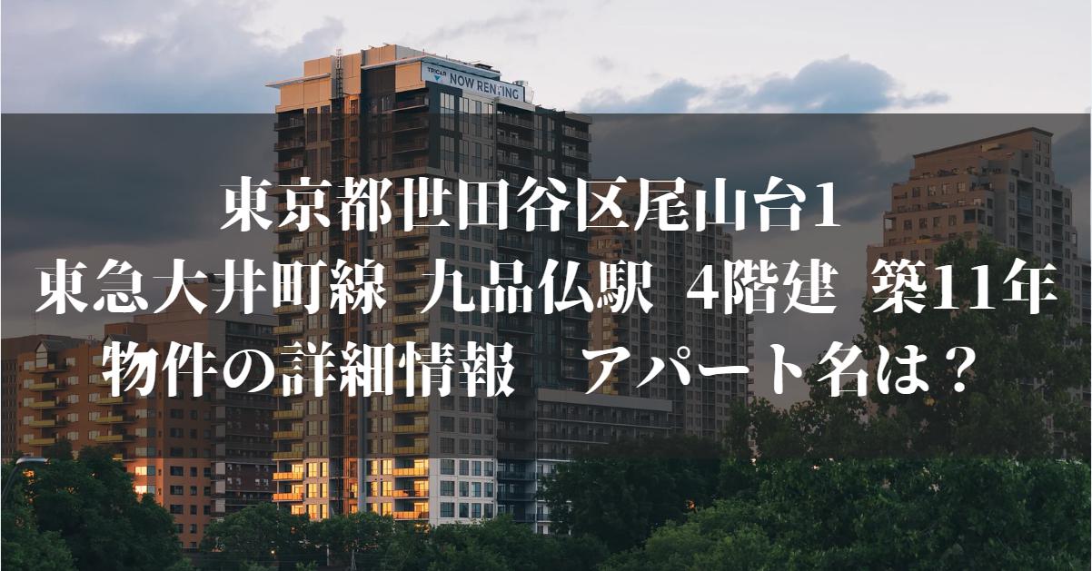 東京都世田谷区尾山台1 東急大井町線 九品仏駅 4階建 築11年 物件の詳細情報　アパート名は？